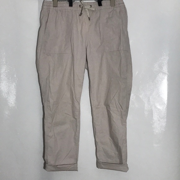 Vuori Pants - Vuori Ripstop Pants Size Medium in Cream Color Raw Hem Style Organic Cotton
